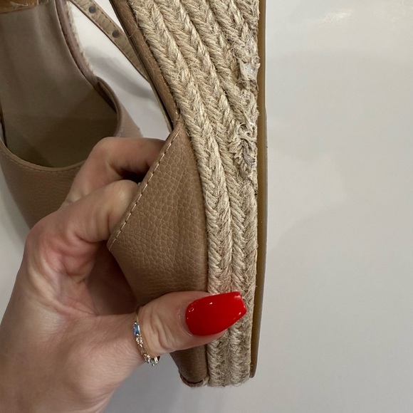 VICTORIA ADAMES taupe studded espadrille wedges - Picture 6 of 10
